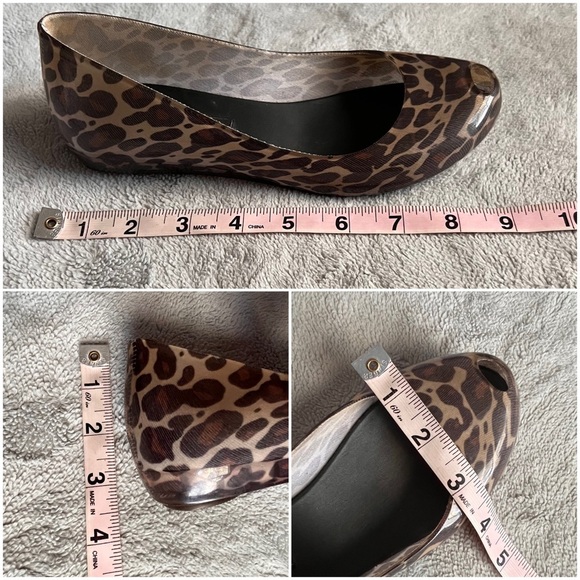 Melissa Peep Toe Jelly Ballerina Ballet Flats Leopard Animal Print Sz 5 - Picture 12 of 12
